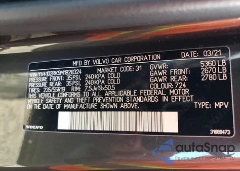 2023 Volvo Xc60 T5 Momentum z USA, uszkodzony, nr VIN YV4102RK9M1828324